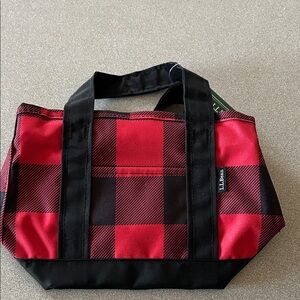 L.L. Bean Red and Black Checkered mini Tote lightweight